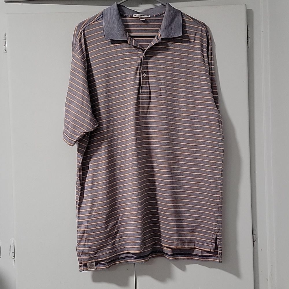 Peter Millar Orange/Blue Stripe Shirt